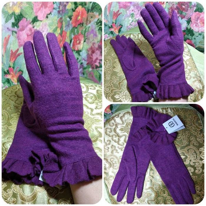 Фіолетові перчатки фиолетовые перчатки женские 40%шерсть 6.5-7.5
