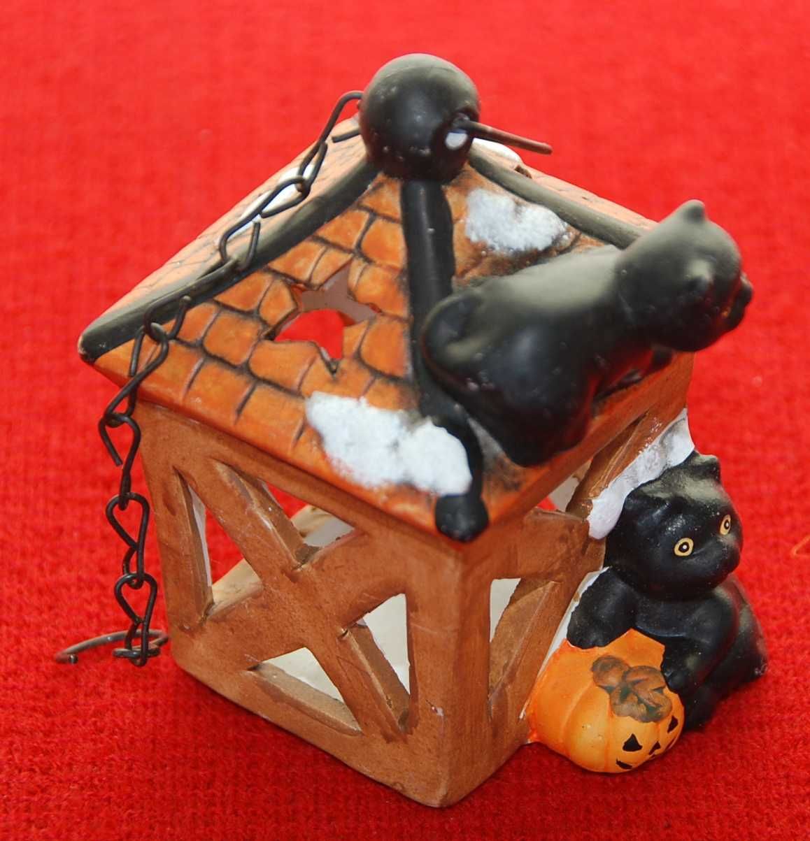 wiszące ZABYTKOWY Świecznik na Tealight kominek ceramiczny koty