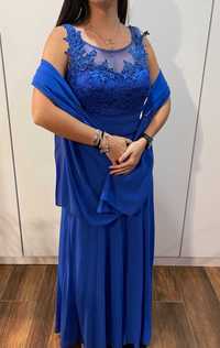 Vestido de gala azul c/ oferta de écharpe