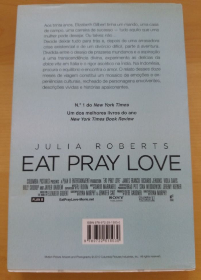 Livro de Elizabeth Gilbert - "Comer Orar Amar"