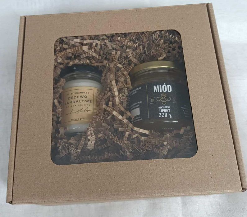 Zestaw Prezentowy Świeca sojowa 143ml + Miód Lipowy