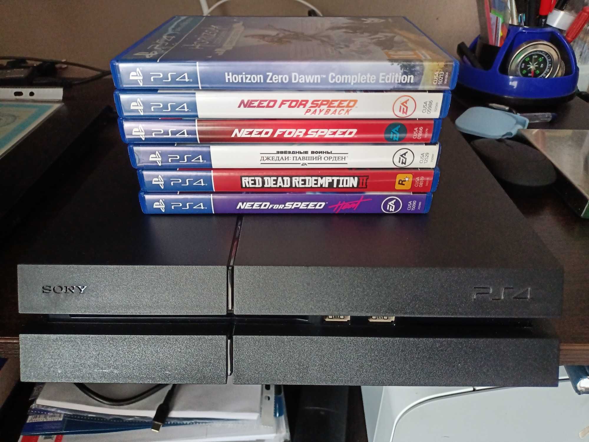 PS4 Fat 1 tb, диски, дуалшок 4