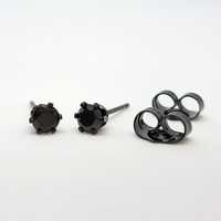 Czarne kolczyki z czarnym kryształkiem 4mm Sztyfty