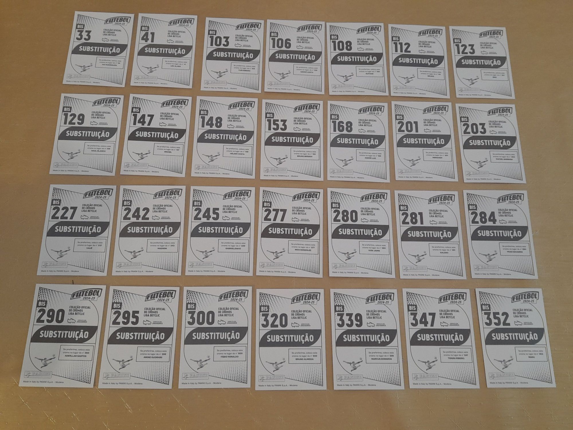 PANINI Liga Portuguesa BETCLIC 2025 BIS 28 cromos substituição sticker