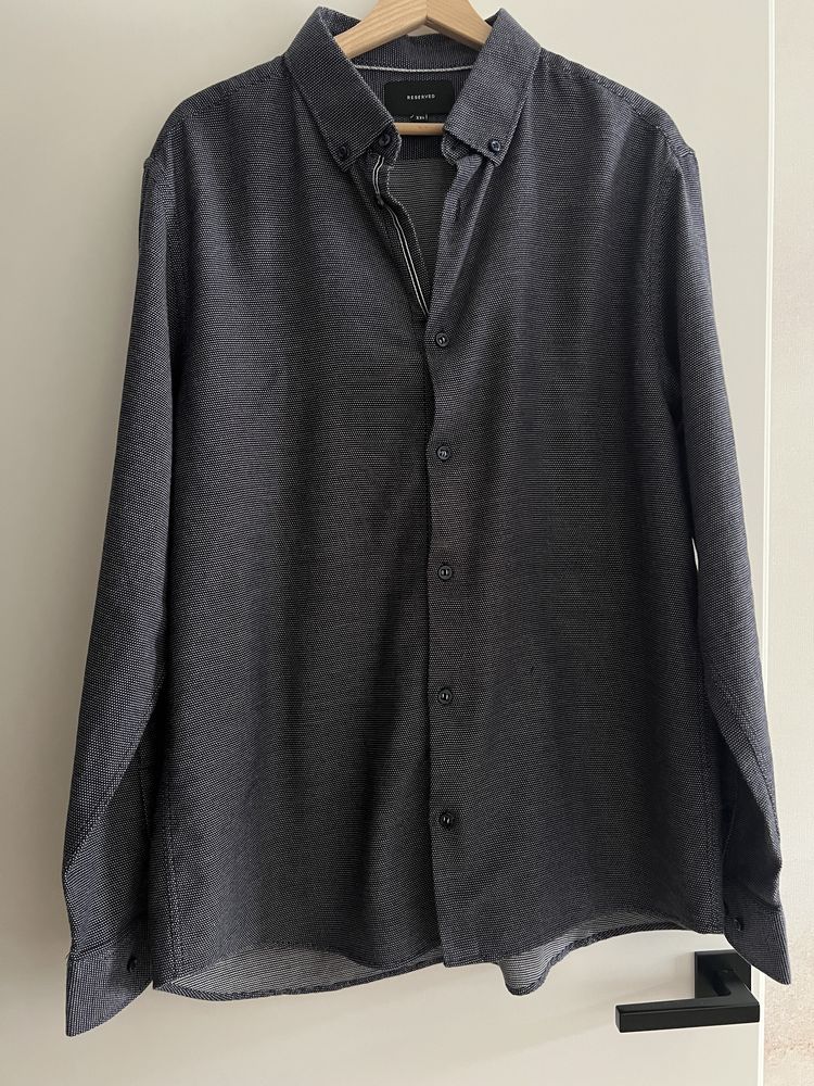 Granatowa koszula wzór, regular fit Reserved XXL