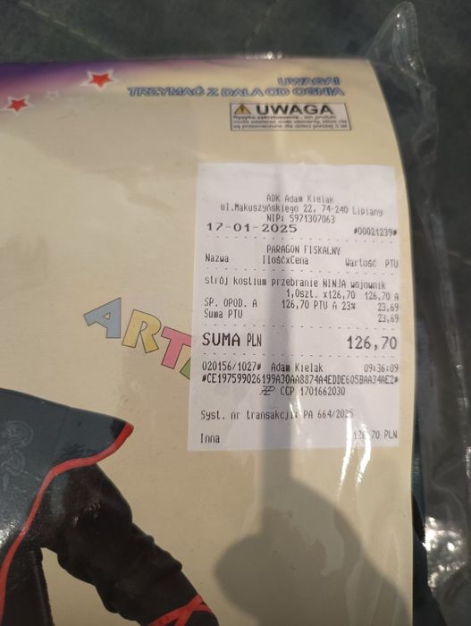 Strój Ninja karnawał