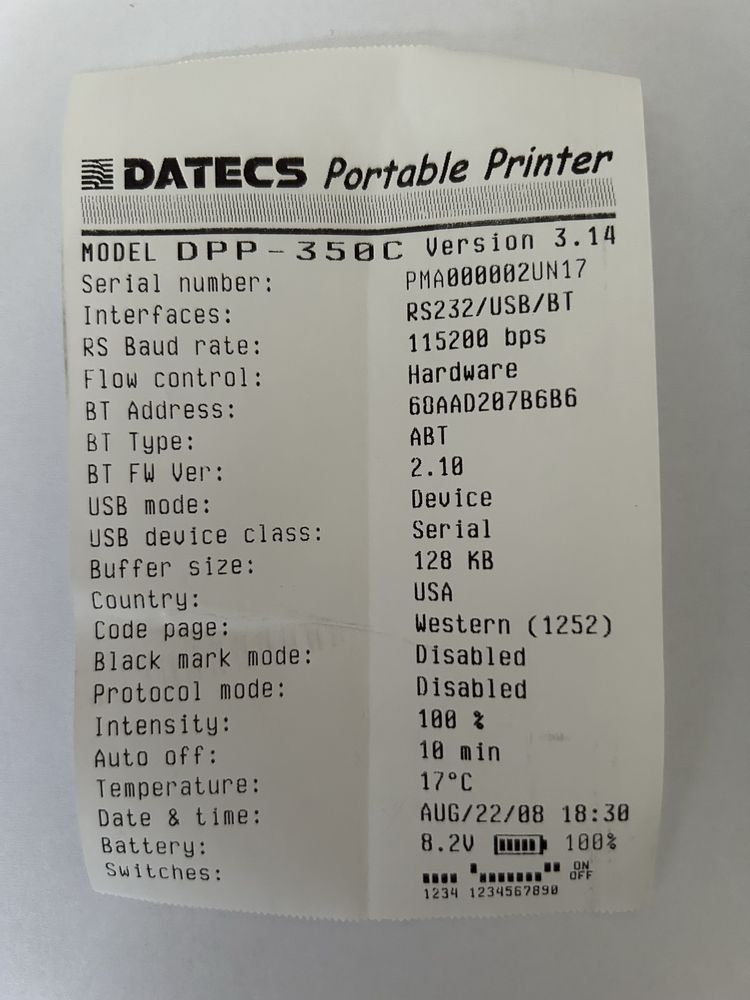 Продам Термо принтер чеків  Datecs DPP-350C