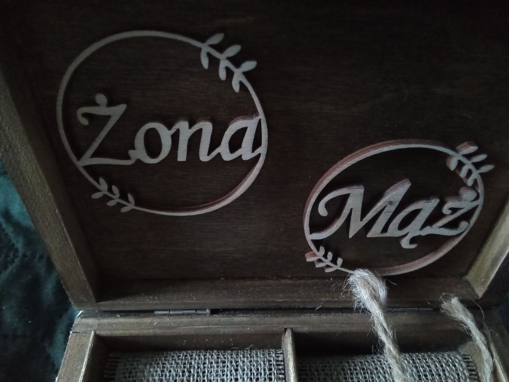Skrzynka na koperty i pudełko na obrączki konwalie boho decoupage