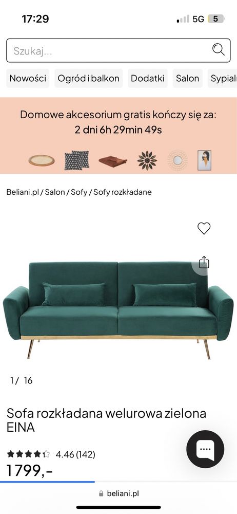 Sofa butelkowa zieleń, funkcja spania. Beliani