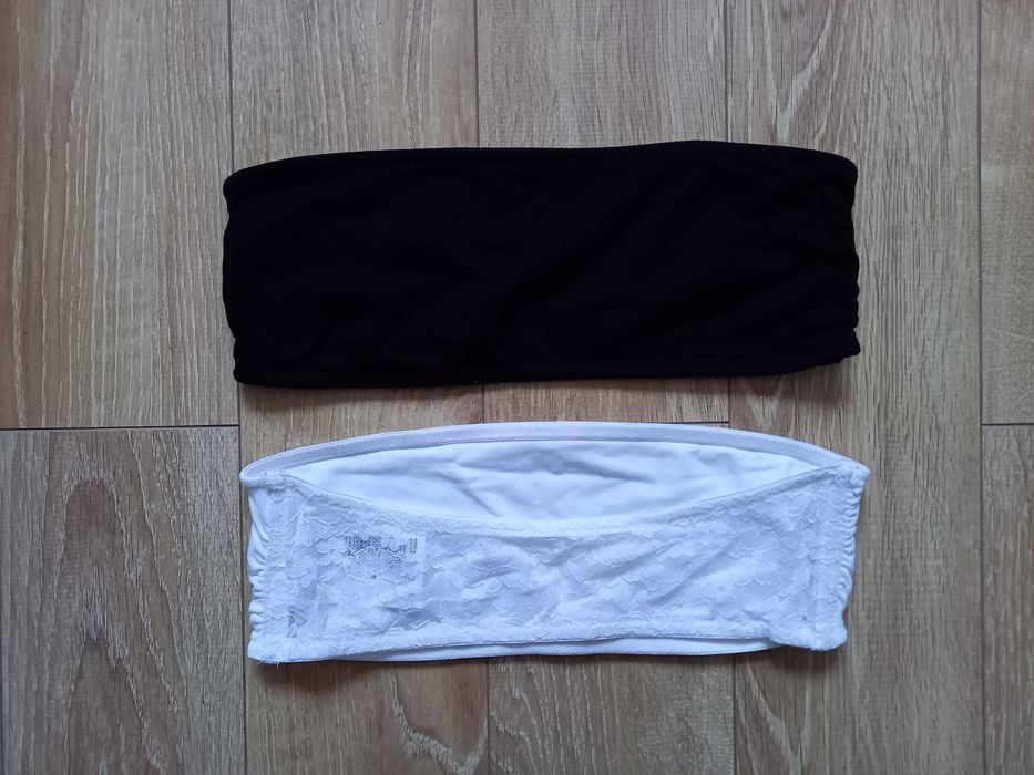 H&M dwupak biustonosz samonośny bandeau koronkowy strapless 38 75B