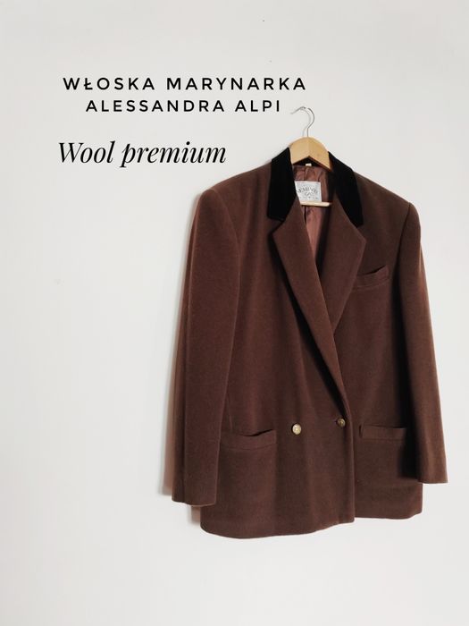 Włoska wełniana marynarka 44 48 marynarka z wełny czekoladowa