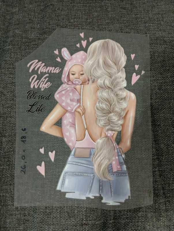 Naprasowanka aplikacja termiczna duża 26cm x 18,5cm mama i córka