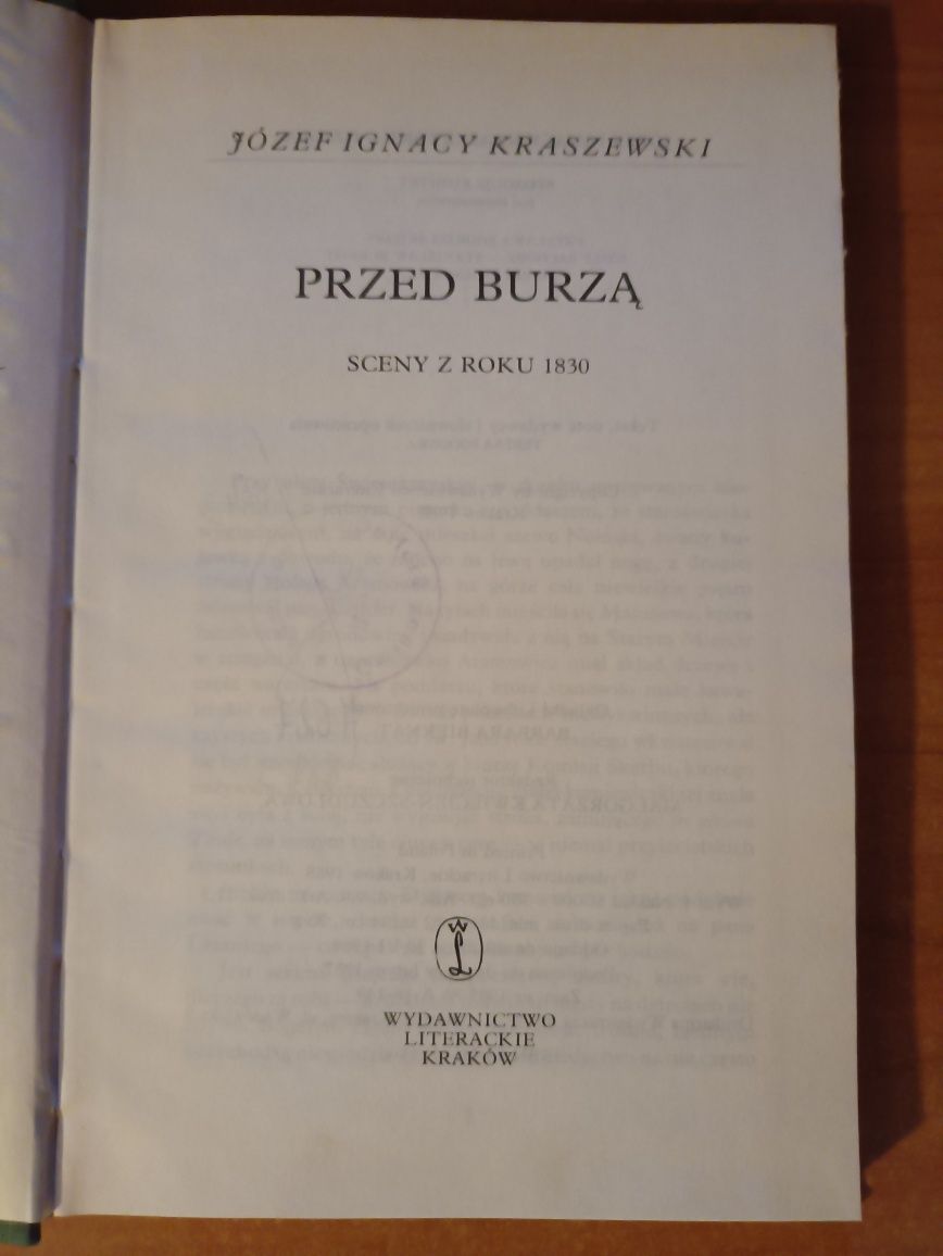 Józef Ignacy Kraszewski "Przed burzą"