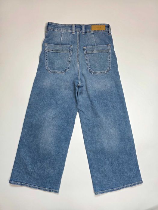 Высокие женские джинсы кюлоты широкие штанины голубые H&M 42-44