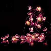Różowe kwiaty wiśni łańcuch światełek 3D  lampki LED  z 8 trybami