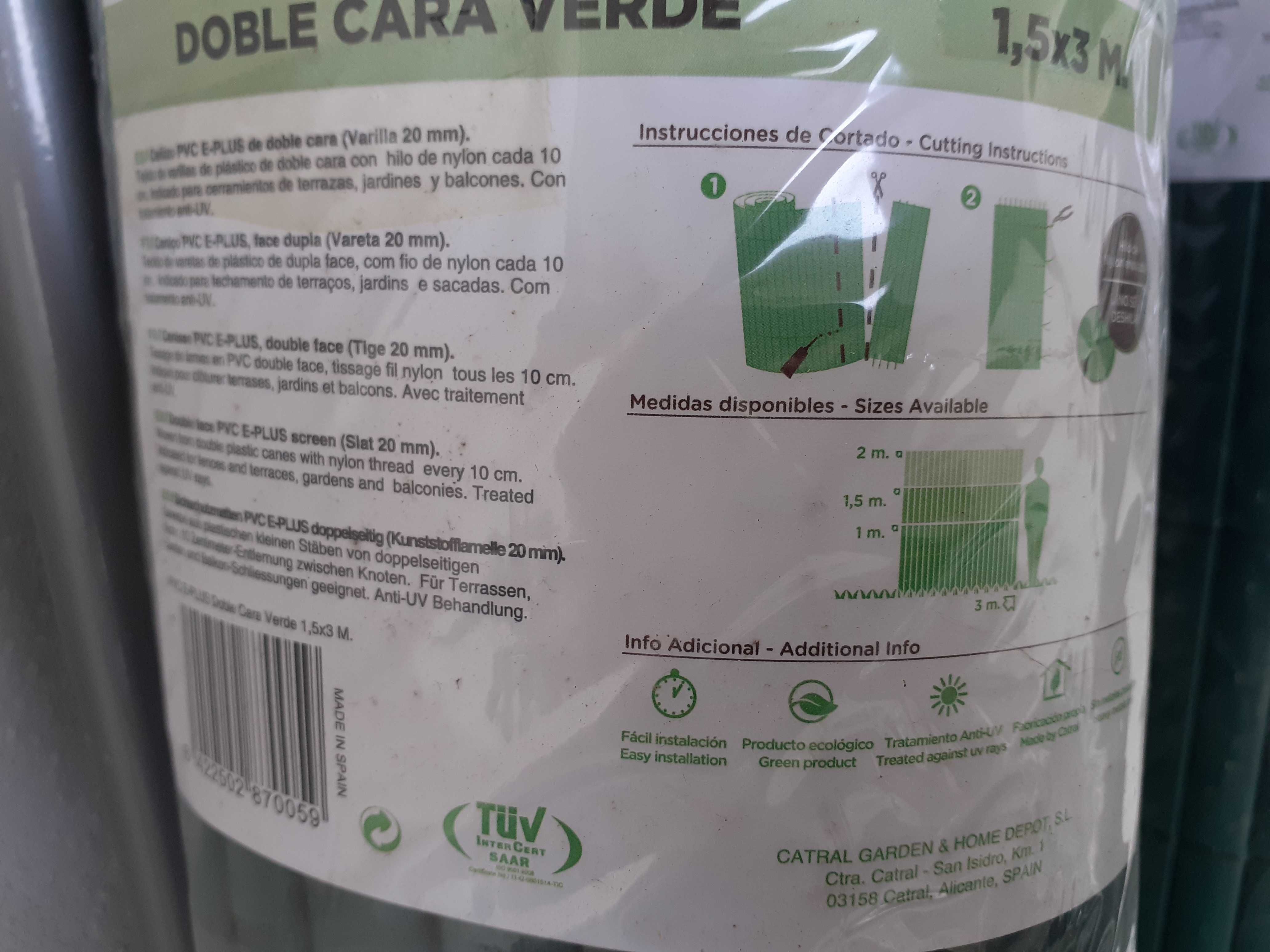 Caniço de Ocultação 1,5 por 3 metros em PVC Verde