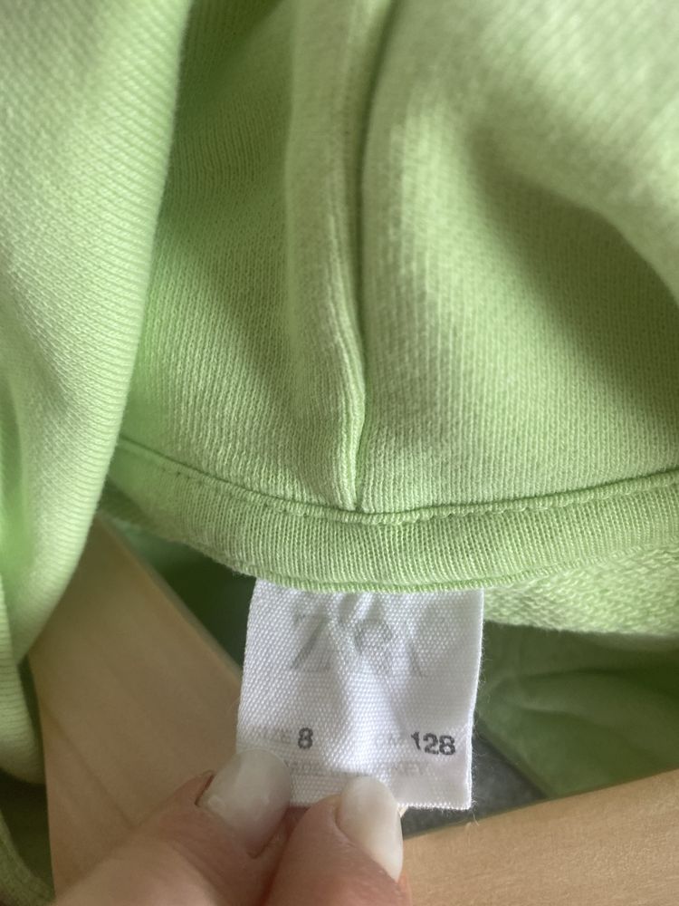 Bluza z kapturem ZARA  128/ 8lat zielona jaskrawa