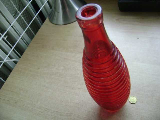 Starocie z PRL - Szkło kolorowe = Wazon pomalowany 26 cm wysokości