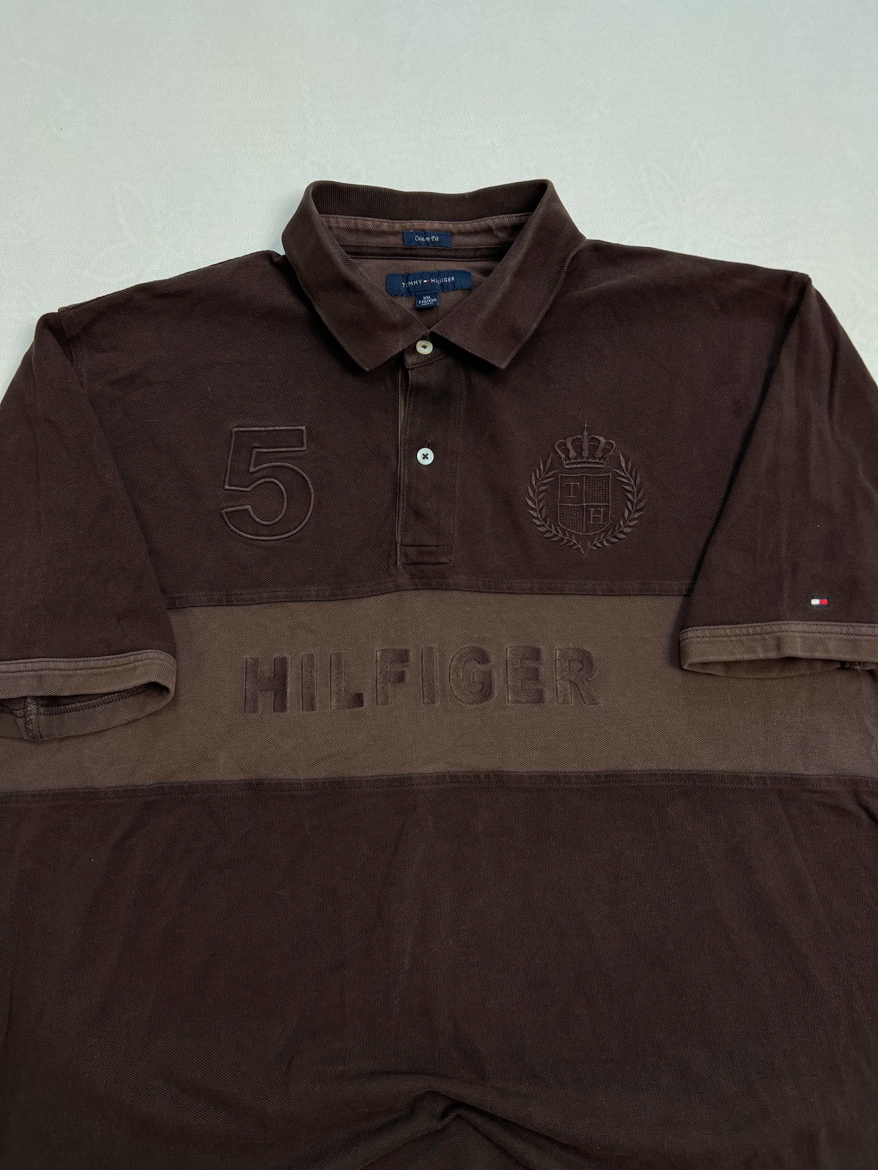 Polo koszulka Tommy Hilfiger brown travis scott big logo
