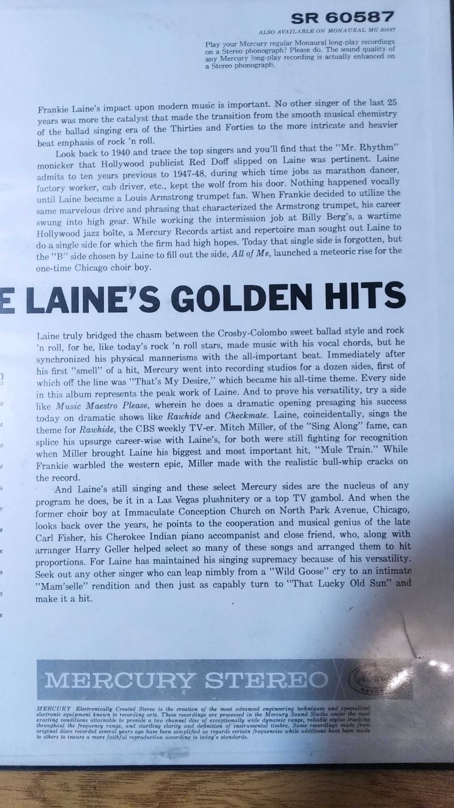 Winyl Frankie Laine's Golden Hits "That lucky old sun" EX