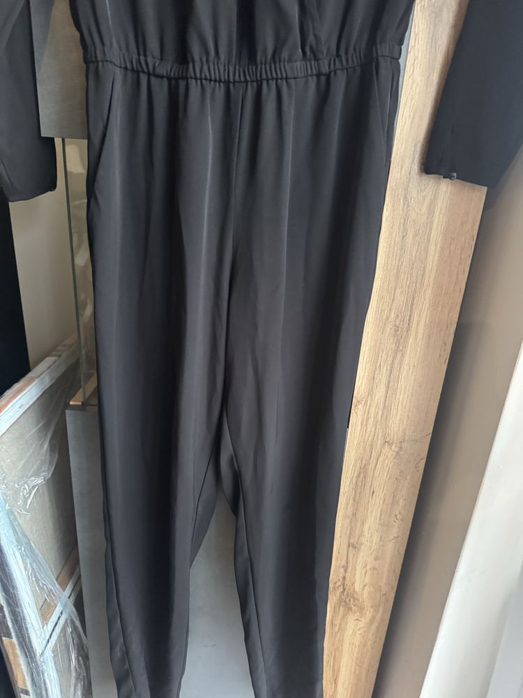 Długi zwiewny kombinezon H&M czerny damski 38 M