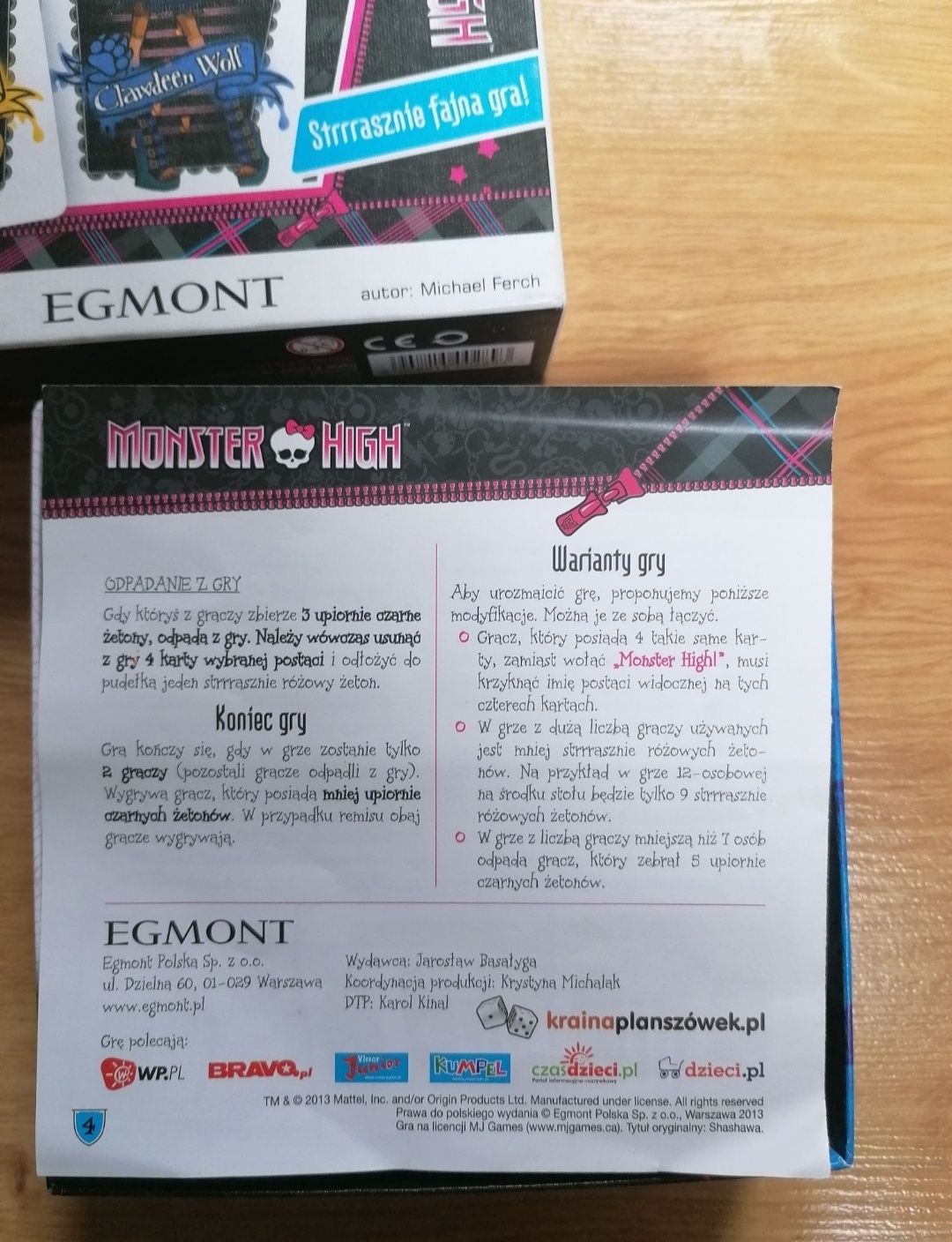 Egmont gra Monster high, wiek 8-108 lat