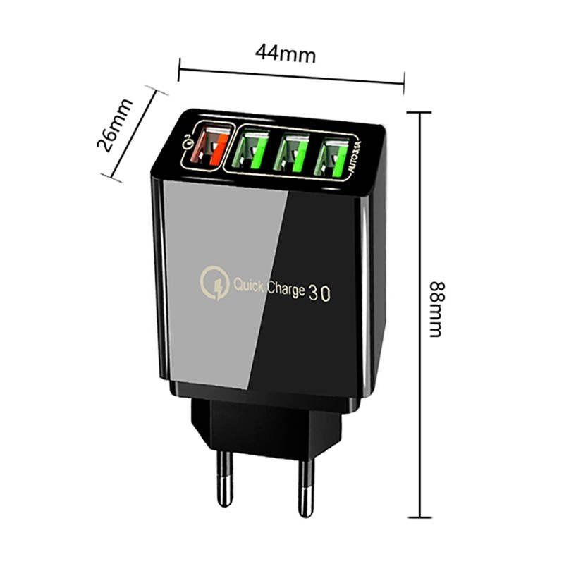 Ładowarka Sieciowa 3Xusb + Usb Qc3.0