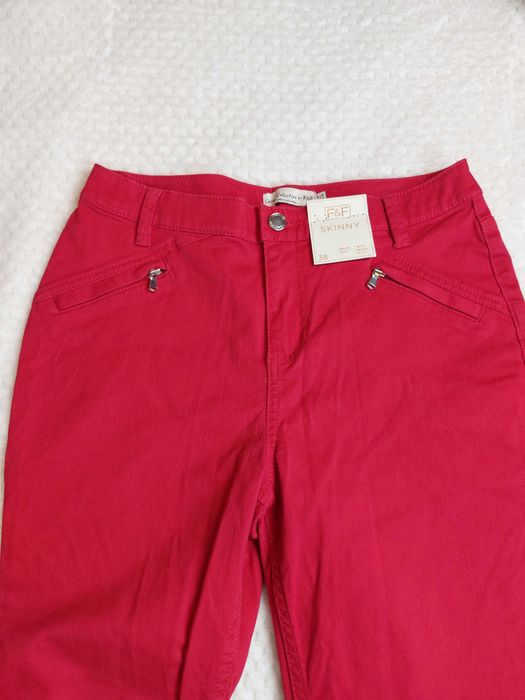 Nowe czerwone spodnie damskie F&F SKINNY, rozmiar 38 (M)