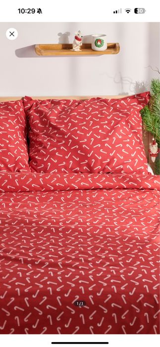 Pościel świąteczna 200x220 cm sinsay czerwona w laski