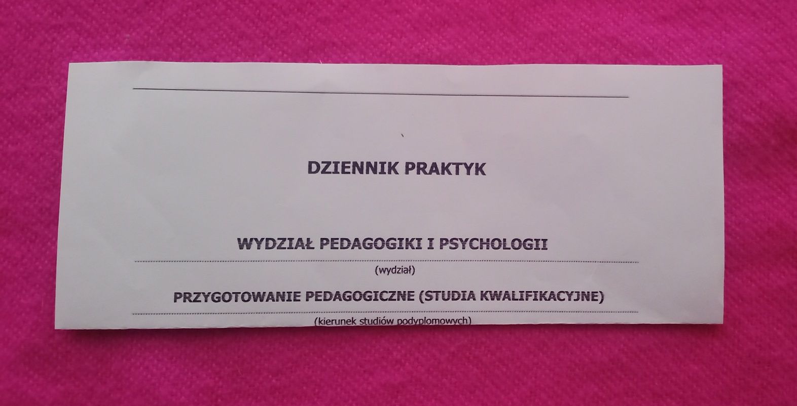 Dziennik praktyk:  przygotowanie pedagogiczne.Wypełniony wzór dziennik