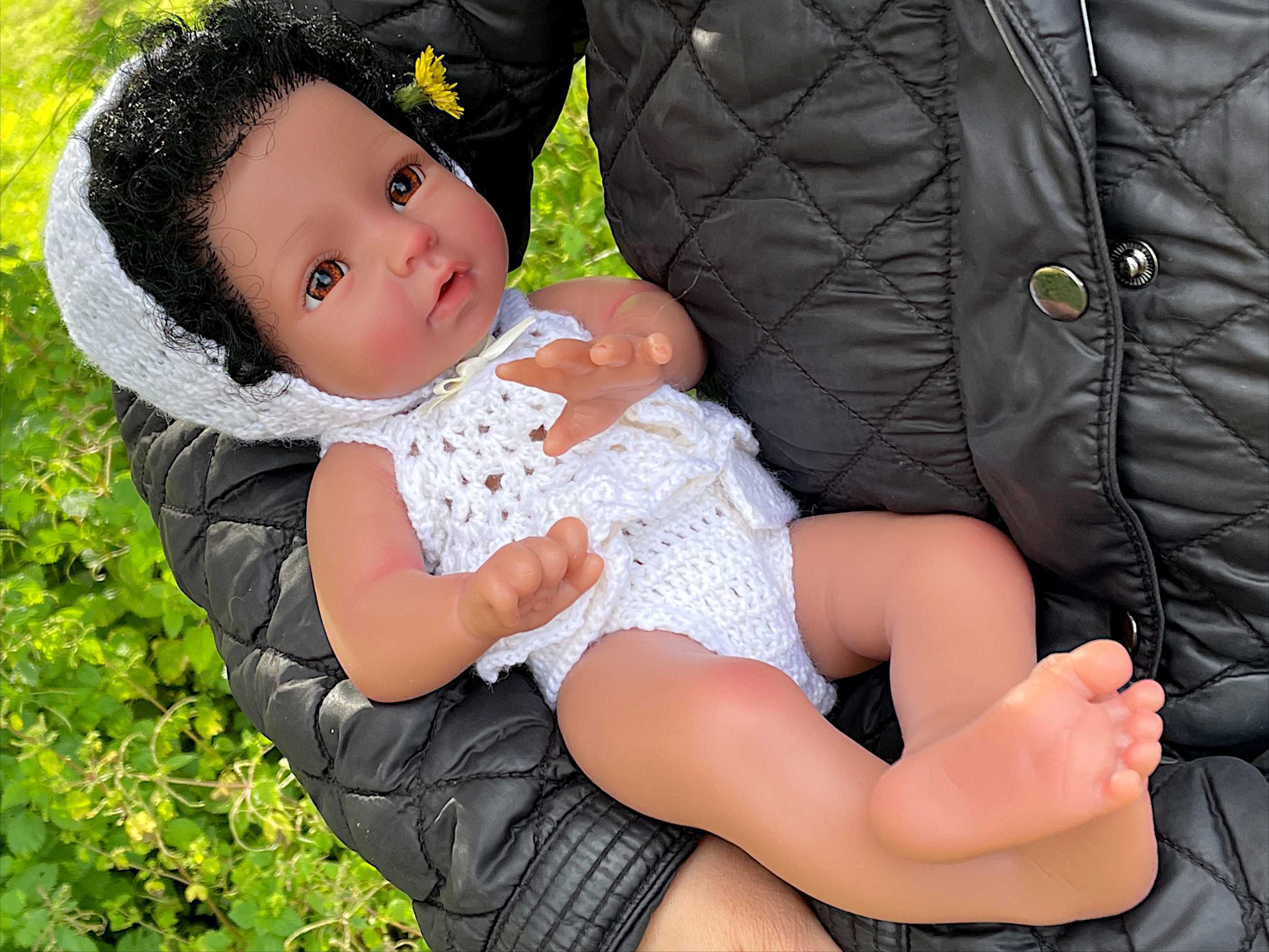 Bebé Reborn Menina Corpo Inteiro Silicone Sólido, 34cm, Pele Escura