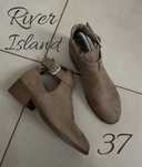 River Island 37 bezowe botki zlote klamry wyciecia