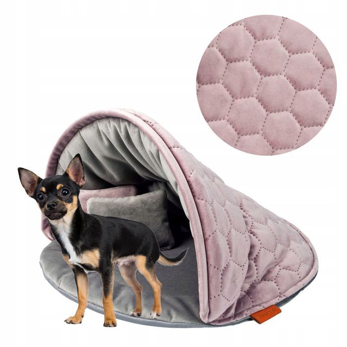 norka legowisko dla psa pomeranian shih tzu 50x50x34 cm xs różowe