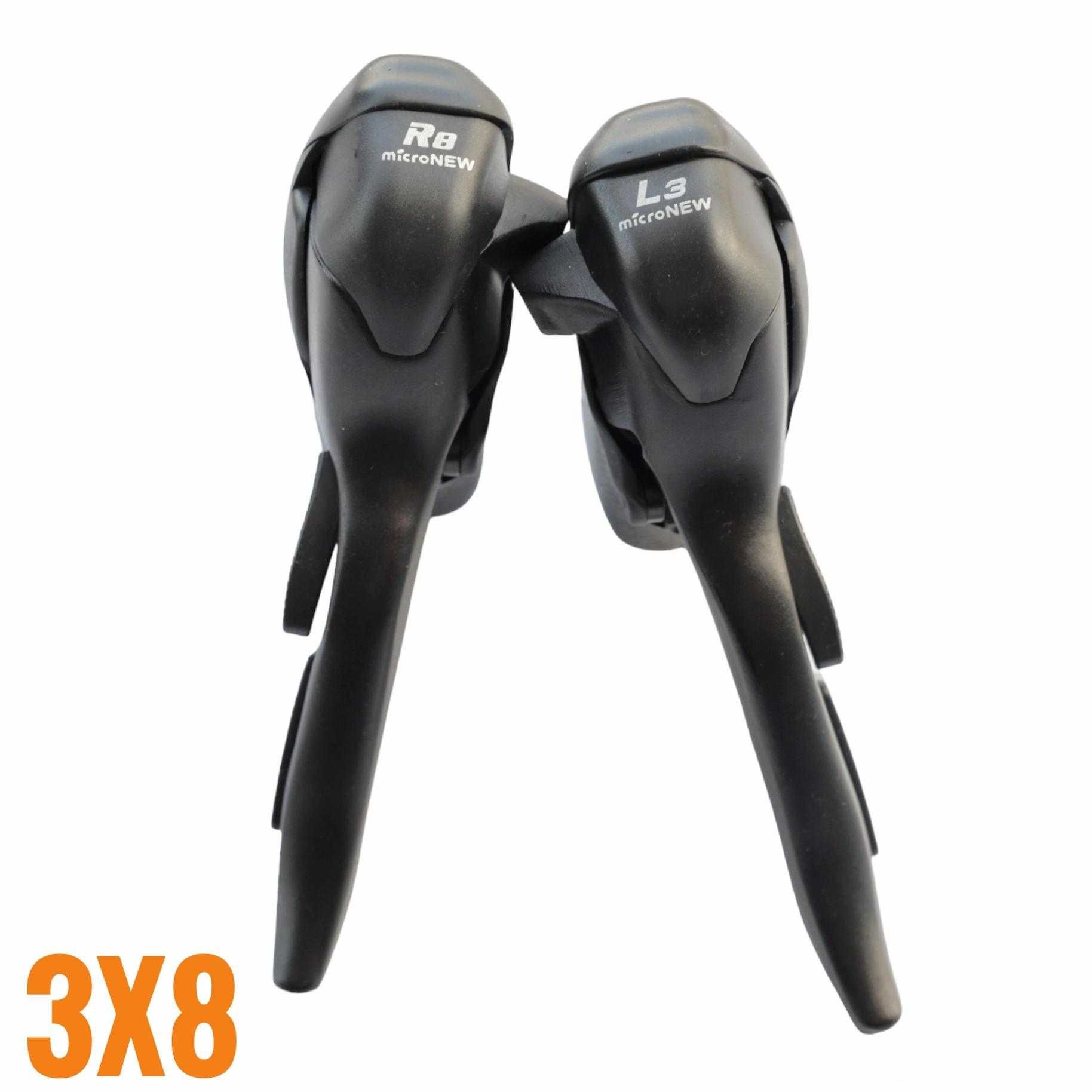 Nowe! MICRONEW 3x8 klamkomanetki manetki klamki szosowe microshift