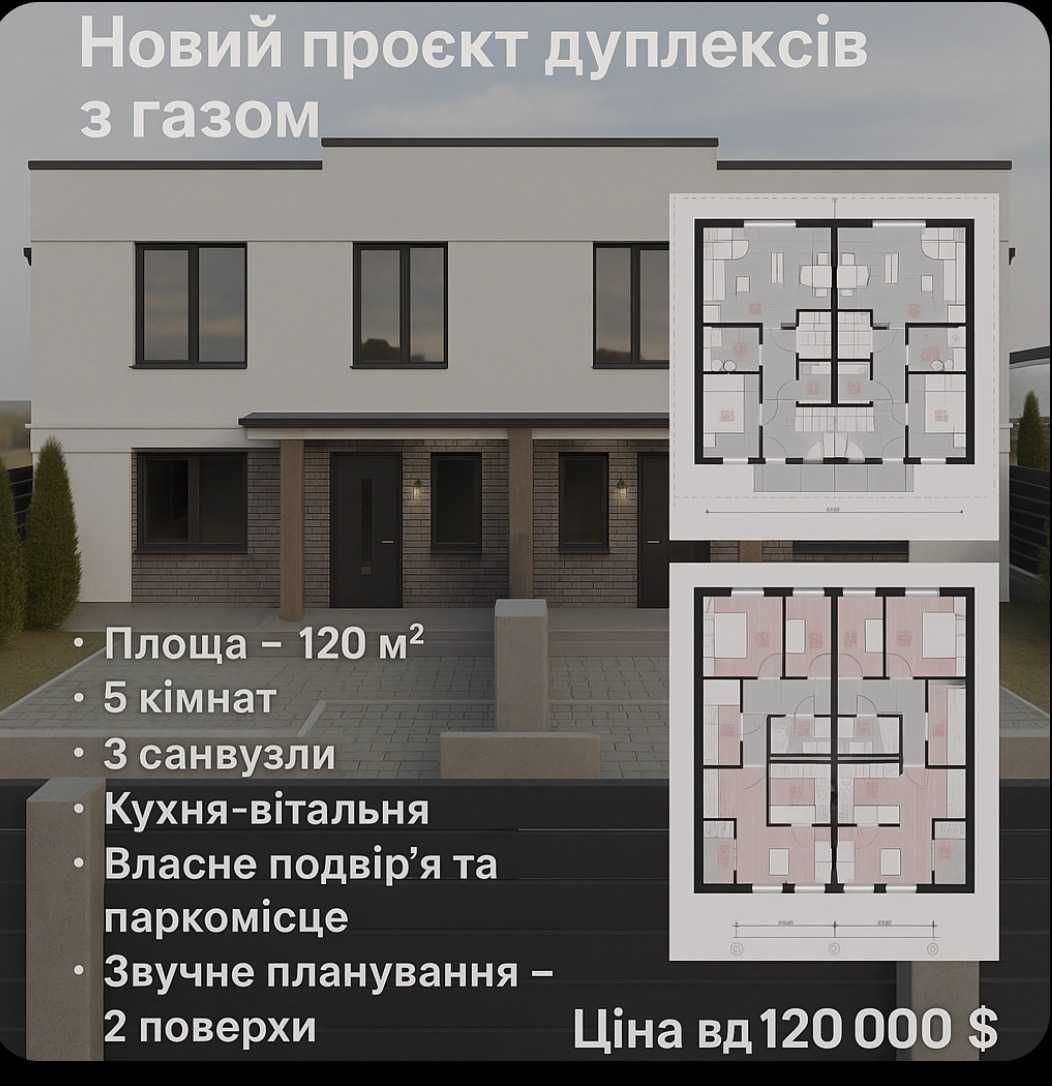 Продам Дуплекс біля лісу 120м2 Соф. Борщ. БЕЗ %
