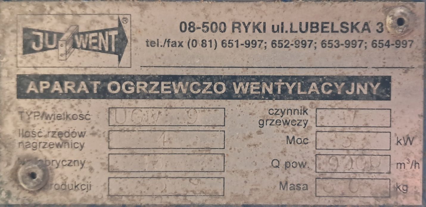 Nagrzewnica wodna przemysłowa