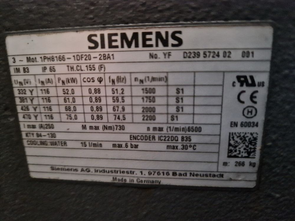 Silnik siemens 75kW 1PH8166-1DF20-2BA1