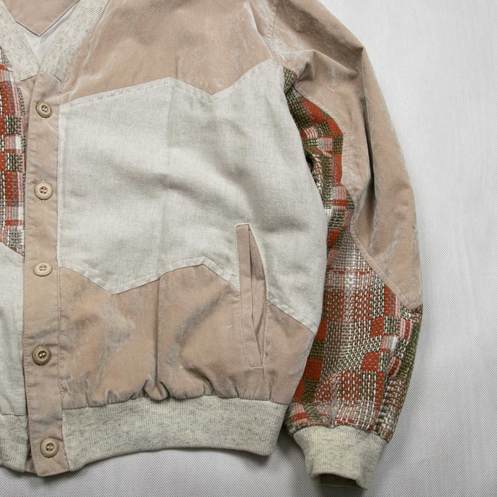 Vintage kardigan patchwork kurtka swetrowa L