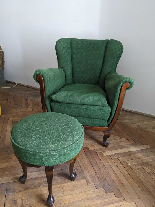 fotel retro do renowacji + podnóżek
