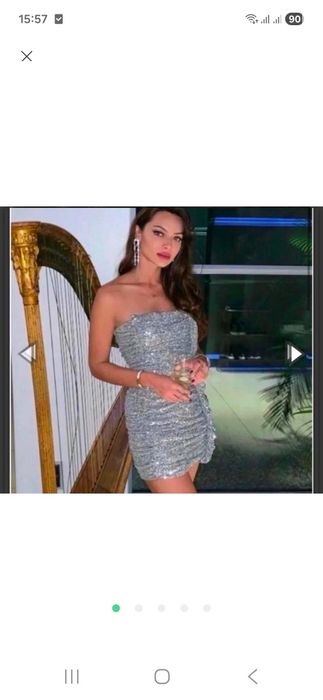 Срібляста сукня, S, XL ZARA