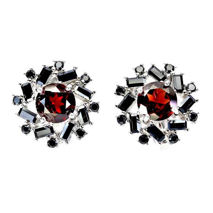 Серебряный набор с мозамбикским гранатом и шпинелью