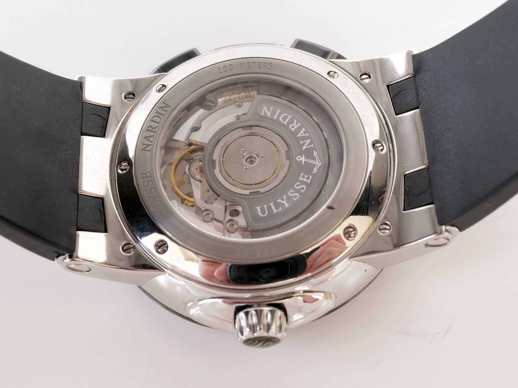 Ulysse Nardin Executive Dual Time Black Rubber Strap Silver Dial 43mm