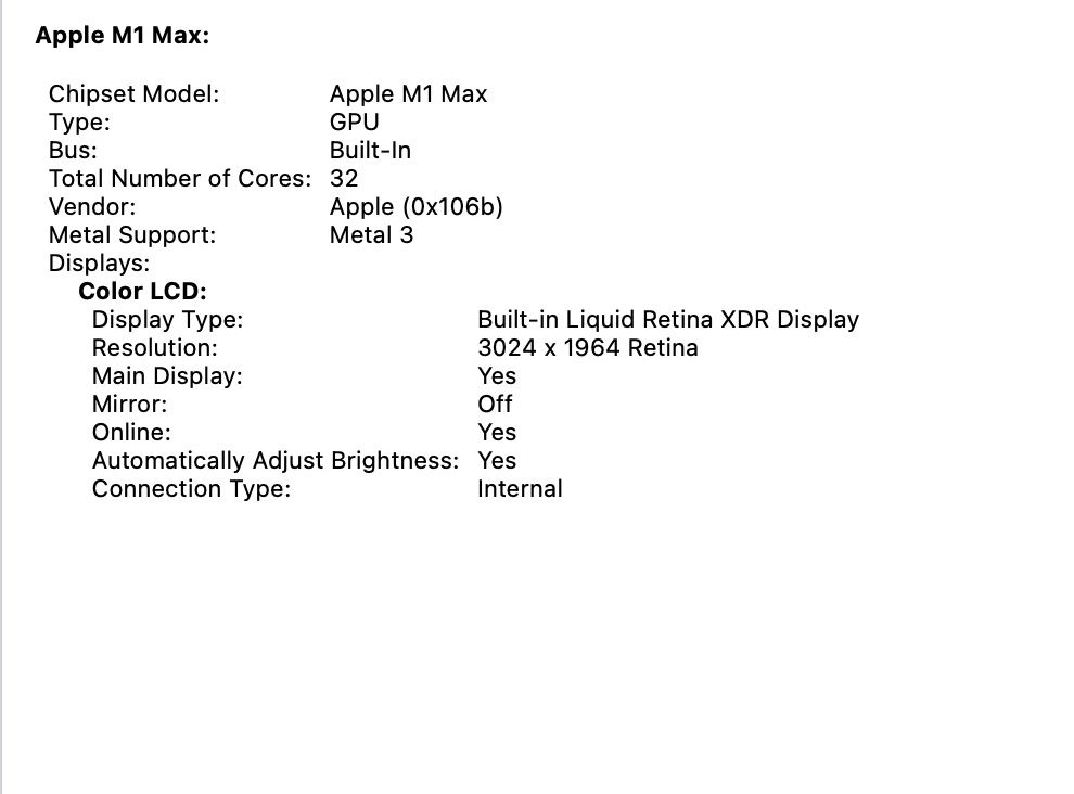 Macbook Pro 14 2021 M1 Max 10/32Core 32GB RAM 512GB SSD Silver IL6066