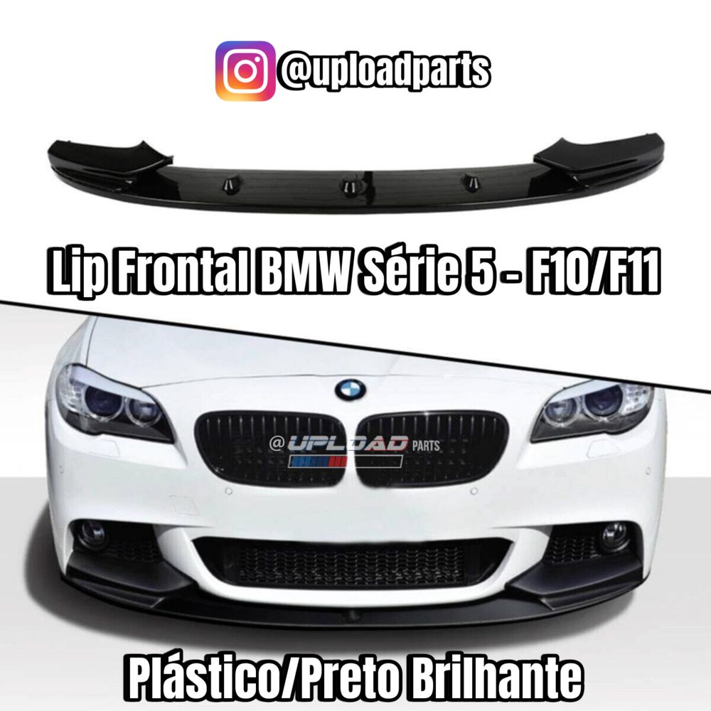 BMW F10/F11 - Lip Frontal Plastico Preto Brilhante Spoiler Aba Pala