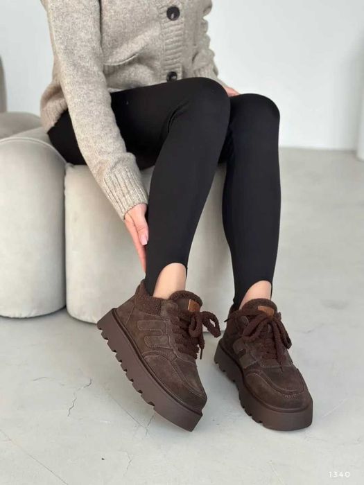 Зимові черевики шоколад хутро teddy, зимние ботинки шоколад 36-40р