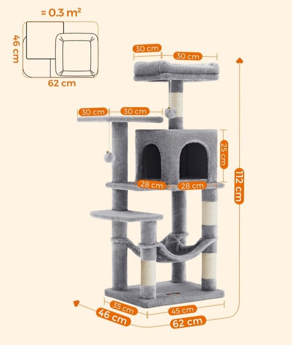 Drapak dla kota, wieża Feandrea 101 - 160 cm