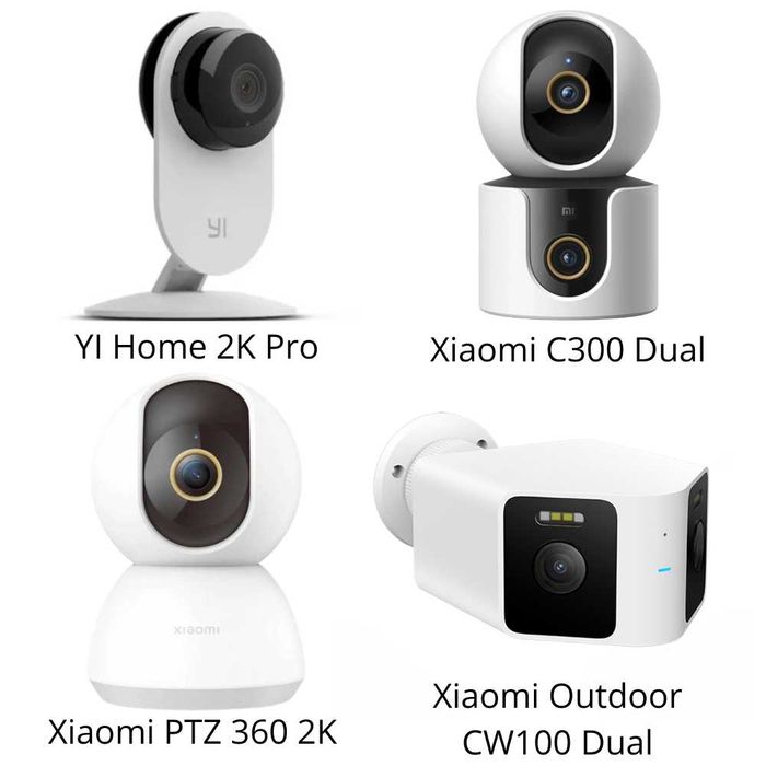 IP-камеры YI Home 2K Pro / Xiaomi C300 Dual / PTZ 360 2K / CW100 Dual