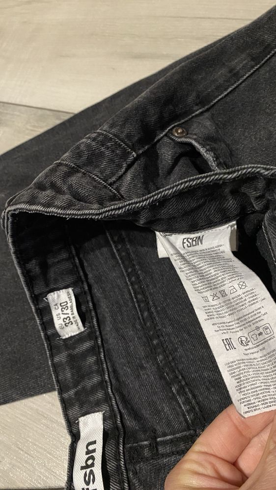 Spodnie fsbn 33/30 loose justin męskie jeansy czarne klasyczne