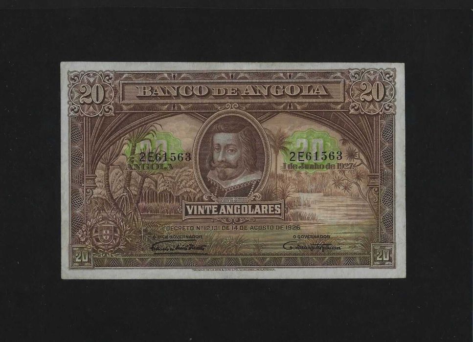 nota de angola 20 angolares 1927 bela