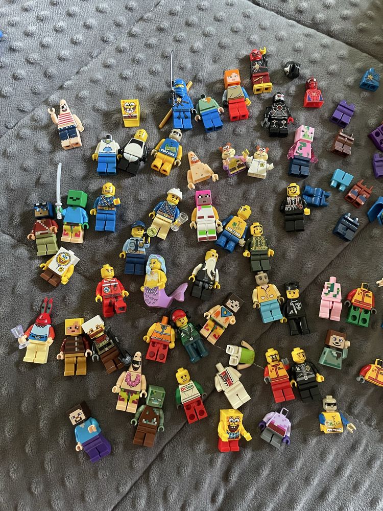 Lego дві коробки з фігурками Ninjago, Minecraft, SpongeBob і звичані